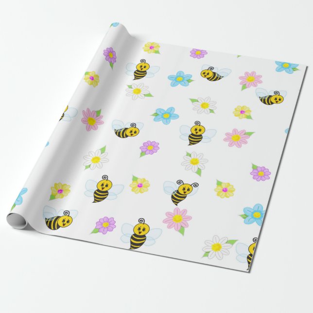Papel De Presente Bumblebee Yellow Black Bumble Bee Colorful (Desenrolado)