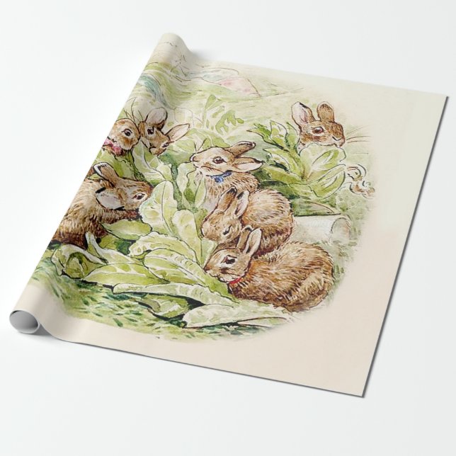 Papel De Presente Bunnies no Patch de Alface por Beatrix Potter (Desenrolado)