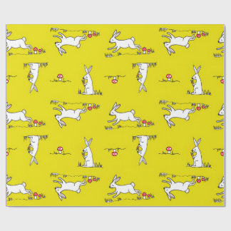 Papel De Presente Bunnies on a Yellow Background