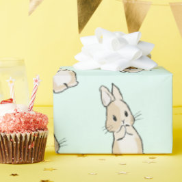 Papel De Presente Bunny cleaning paws