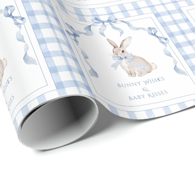 Papel De Presente Bunny Wishes & Baby Kisses Baby Shower (Ponta do rolo)