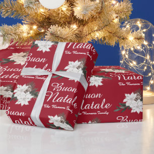 Papel De Presente Buon Natale Italiana Felry Christmas Red