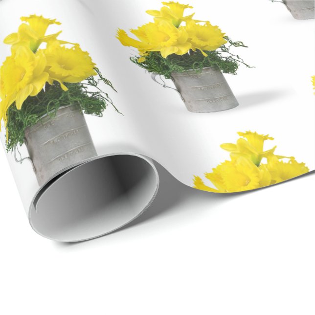 Papel De Presente Buquê Amarelo de Daffodil na Taça Tin (Ponta do rolo)