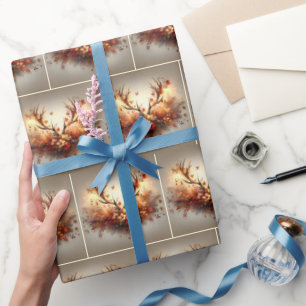 Papel De Presente Buquê Autumn Deer Antler