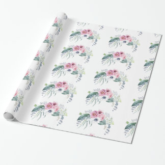 Papel De Presente Buquê branco cor-de-rosa malva da peônia da