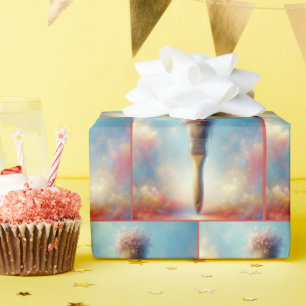 Papel De Presente Buquê Cor De Água Rosa Em Pincel