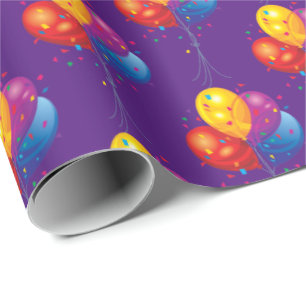 Papel De Presente buquê de aniversário em roxo