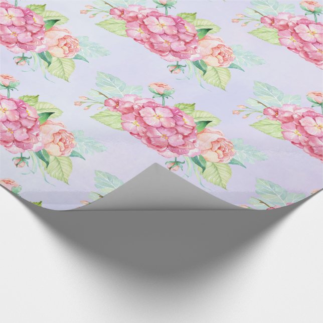Papel De Presente Buquê de Aquarela Rosa Elegante (Ponta)