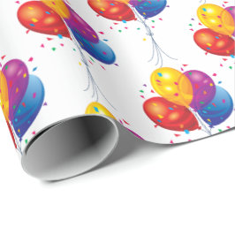 Papel De Presente buquê de balões de aniversário em branco