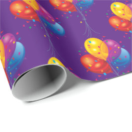 Papel De Presente buquê de balões de aniversário em roxo