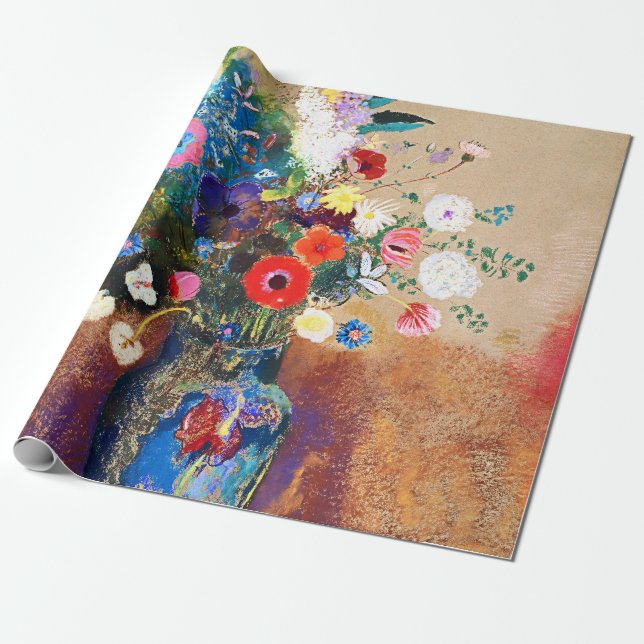 Papel De Presente Buquê de flores por Odilon Redon (Desenrolado)