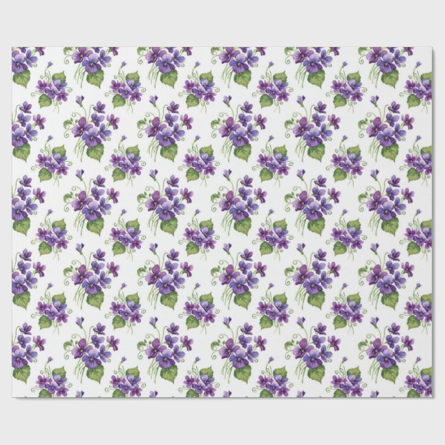 Papel De Presente Buquê de Flores Violeta Aquarela (Aberto)