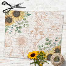 Buquê de Girassóis Rústicos Decoupage de Carta Vin