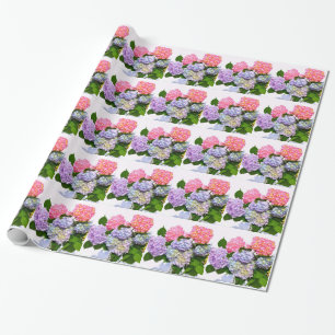 Papel De Presente Buquê de hidrangea floral azul-púrpura, Elegante