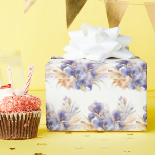 Papel De Presente Buquê de Íris Roxo em Aquarela 