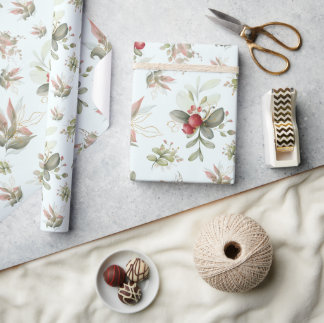 Papel De Presente Buquê de Natal com amora