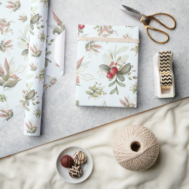 Papel De Presente Buquê de Natal com amora (Artesanato)