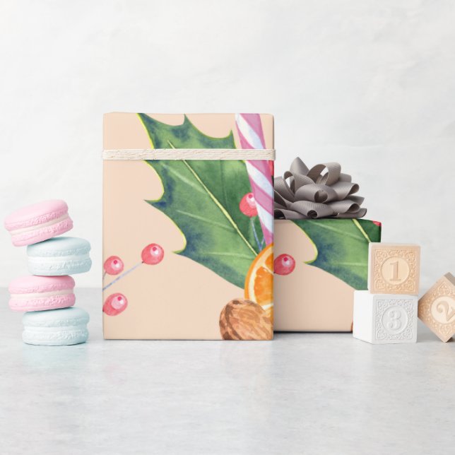 Papel De Presente Buquê de Natal Laranja queimado Candy Barry (Chá de bebê)