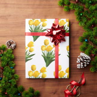 Papel De Presente Buquê de Tulipa Amarelo