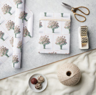 Papel De Presente Buquê Flor Com Pés Bebês Rosa