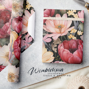 Papel De Presente Buquê Floral Elegante de Tulips e Daisies Pastel