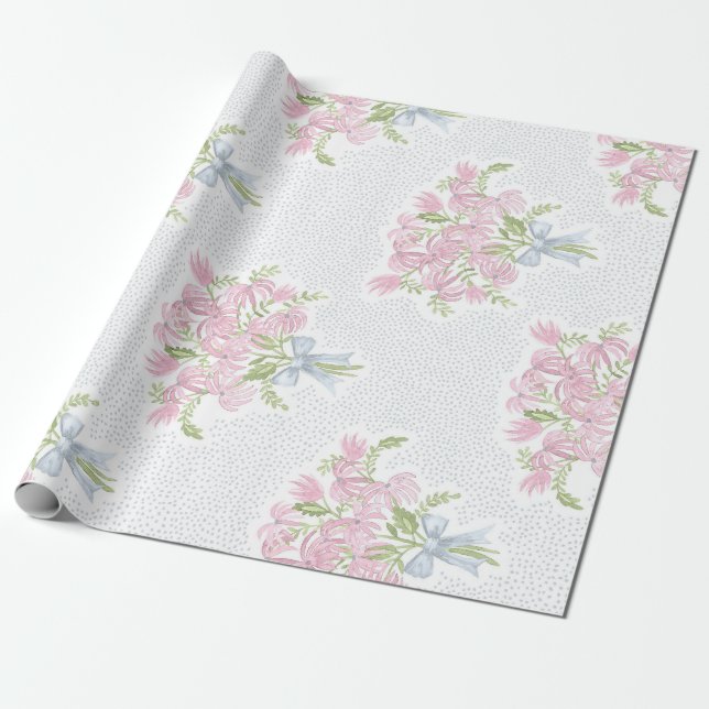 Papel De Presente Buquê rosa bonito (Desenrolado)