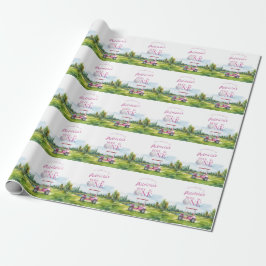 Papel De Presente Buraco Em Um Rosa Golfe 1º Aniversário