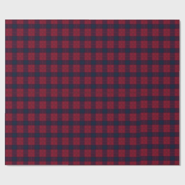 Papel De Presente Burgundy and Blue Plaid Holiday Wrapping Paper (Aberto)