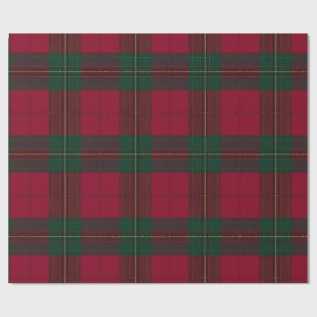 Papel De Presente Burgundy and Green Plaid Tartan Wrapping Paper (Aberto)