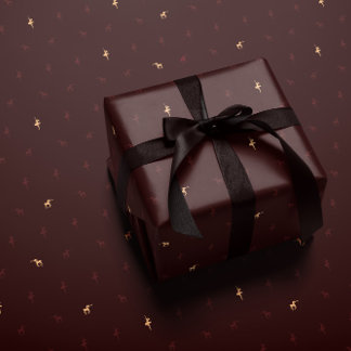 Papel De Presente Burgundy ballerina and reindeer wrapping paper