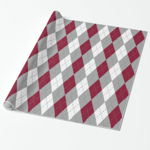 Papel De Presente Burgundy Carvão Cinza Escuro Wht XL Argyle
