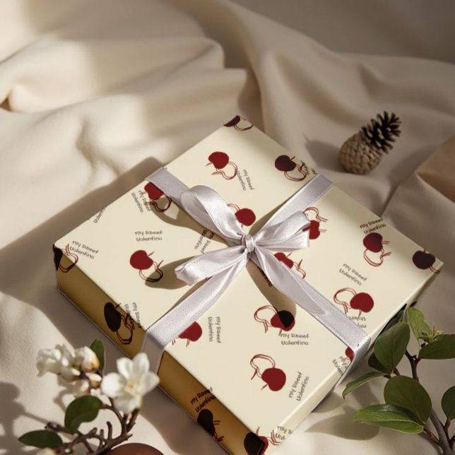 Papel De Presente Burgundy Cherries & Sweet Script – Valentine (Criador carregado)