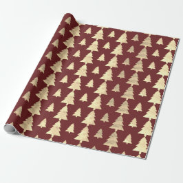 Papel De Presente Burgundy Cottage Dourada Blush Árvore Maroon