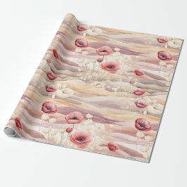 Papel De Presente Burgundy Creme Blush Floral Noiva
