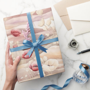 Papel De Presente Burgundy Creme Bochechas Rosadas Floral Noivado