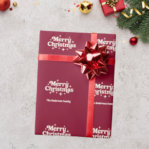 Papel De Presente Burgundy creme Natal Feliz