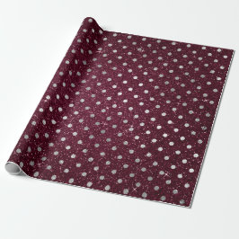 Papel De Presente Burgundy de Beterraba Bolinhas de prata