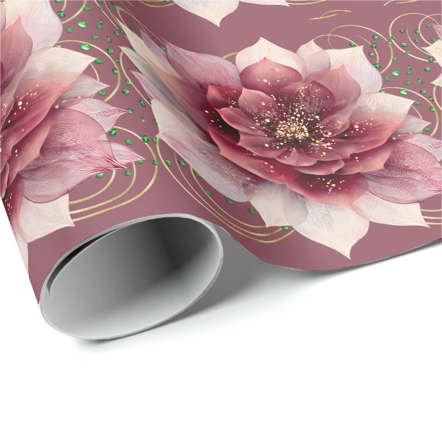 Papel De Presente Burgundy Dream Flower (Ponta do rolo)