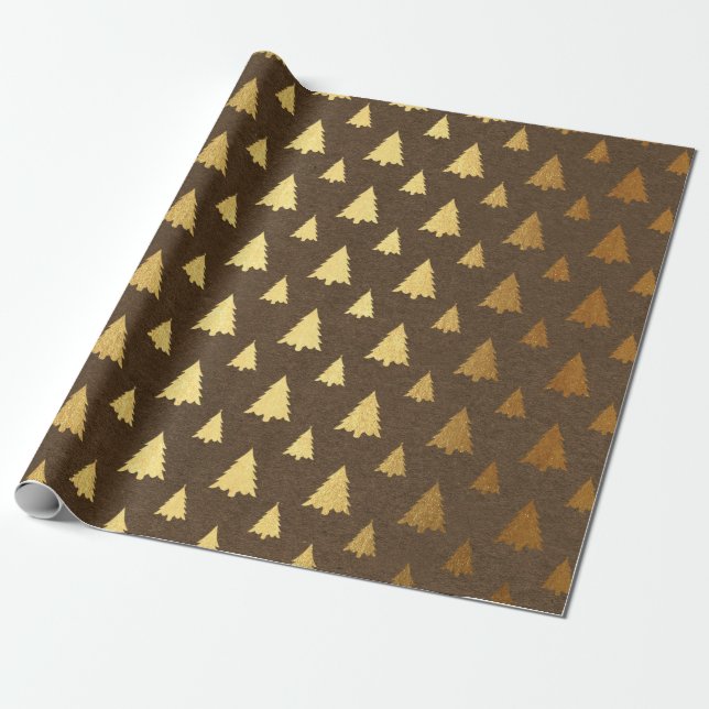 Papel De Presente Burgundy e Gold Foil Natal (Desenrolado)