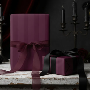 Papel De Presente Burgundy Elegante em Listras Grossas Burgundy