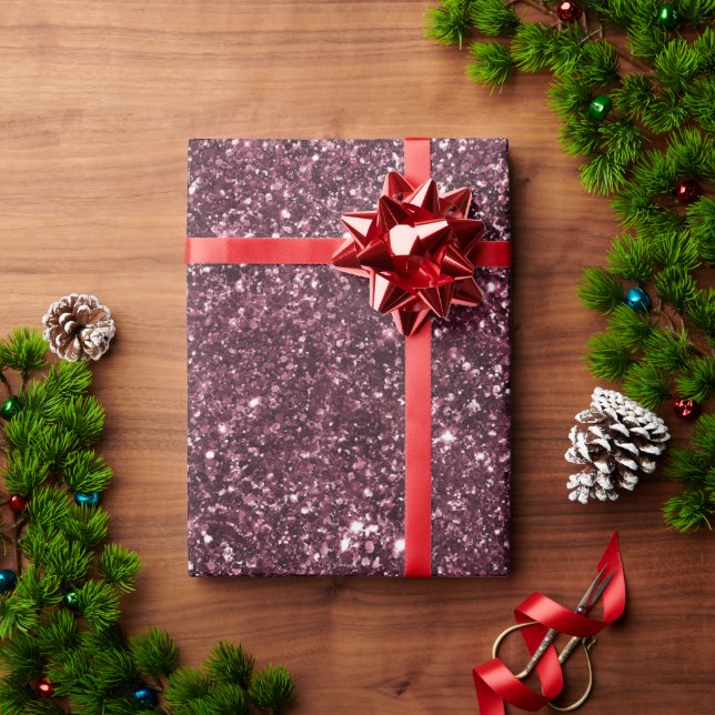 Papel De Presente Burgundy Glitter (Presente de Natal)