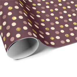 Papel De Presente Burgundy Maroon Delicou Pequenas Bolinhas Douradas