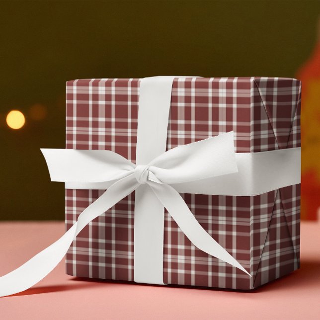 Papel De Presente Burgundy Marsala Xadrez (Criador carregado)