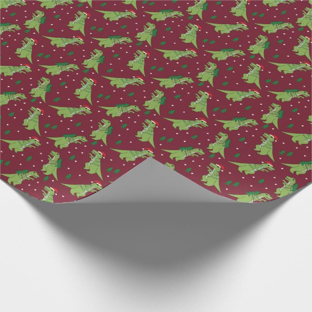 Papel De Presente Burgundy Natal de Tree Rex Novelty Dinossauro (Ponta)