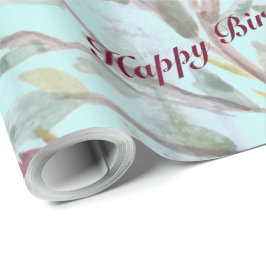 Papel De Presente Burgundy Raspberry Watercolor Floral Gift-Wrap