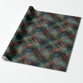 Papel De Presente Burgundy Red Blue Green Gold Plaid Christmas