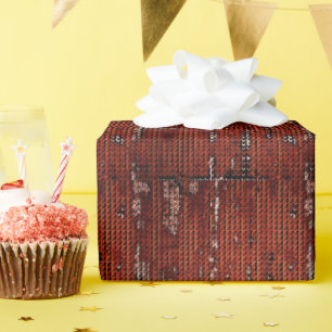 Papel De Presente Burlap - Traço Laranja Queimado Queimado