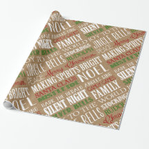 Burlap Typografia Rustic Christmas Wrappaper