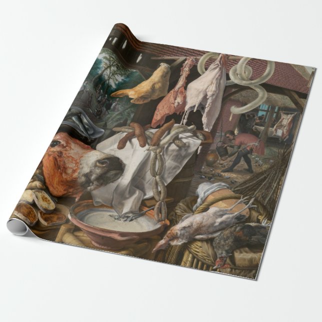 Papel De Presente Butcher's Stall (por Pieter Aertsen) (Desenrolado)