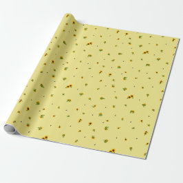 Papel De Presente Butter Yellow Japanese Sunflower Floral Pattern
